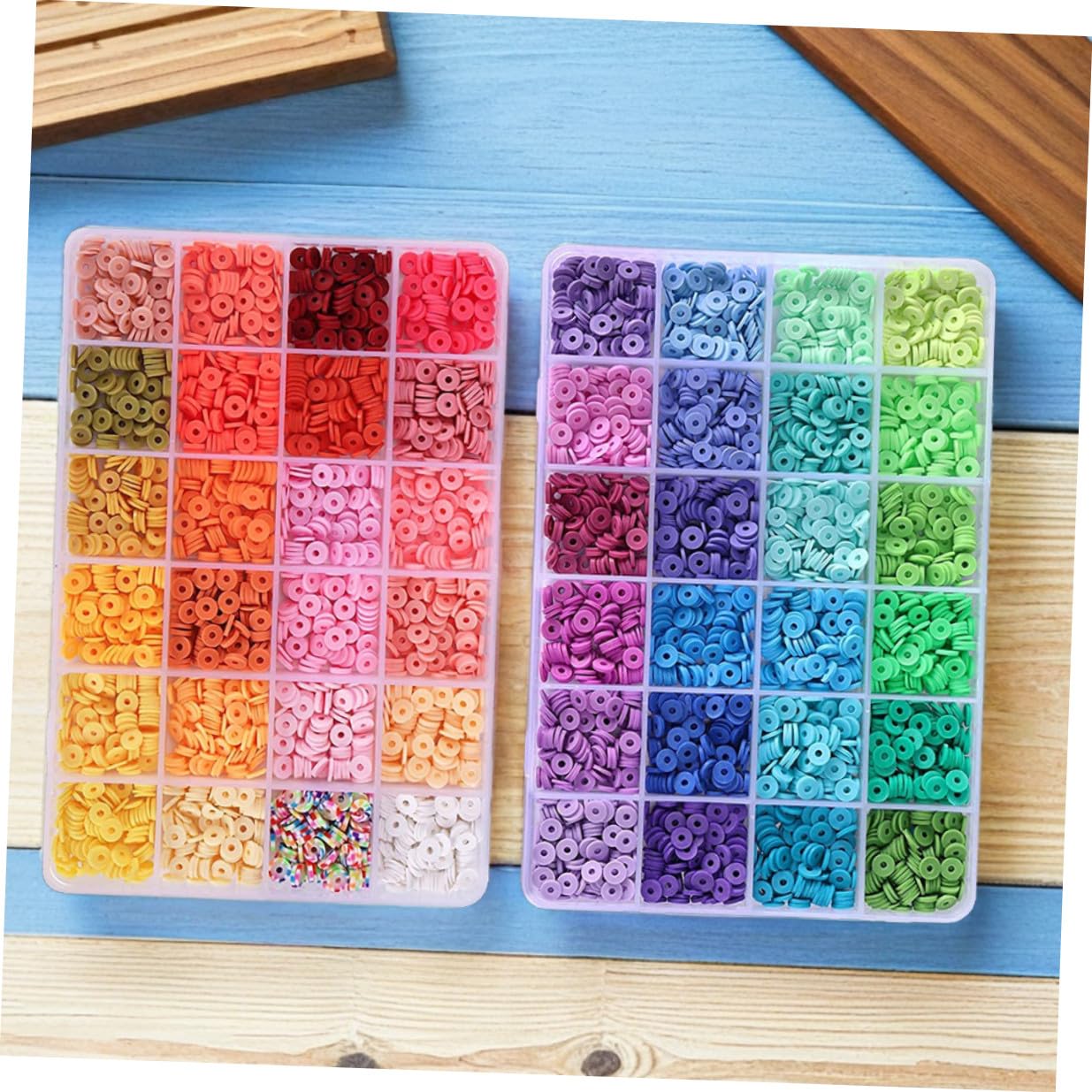 DOITOOL Kit de Cuentas de Arcilla para Hacer Pulseras Caja de Almacenamiento, Material de Arcilla Polimérica y Metal, Adecuado para Manualidades DIY y Ejercitar las Manos