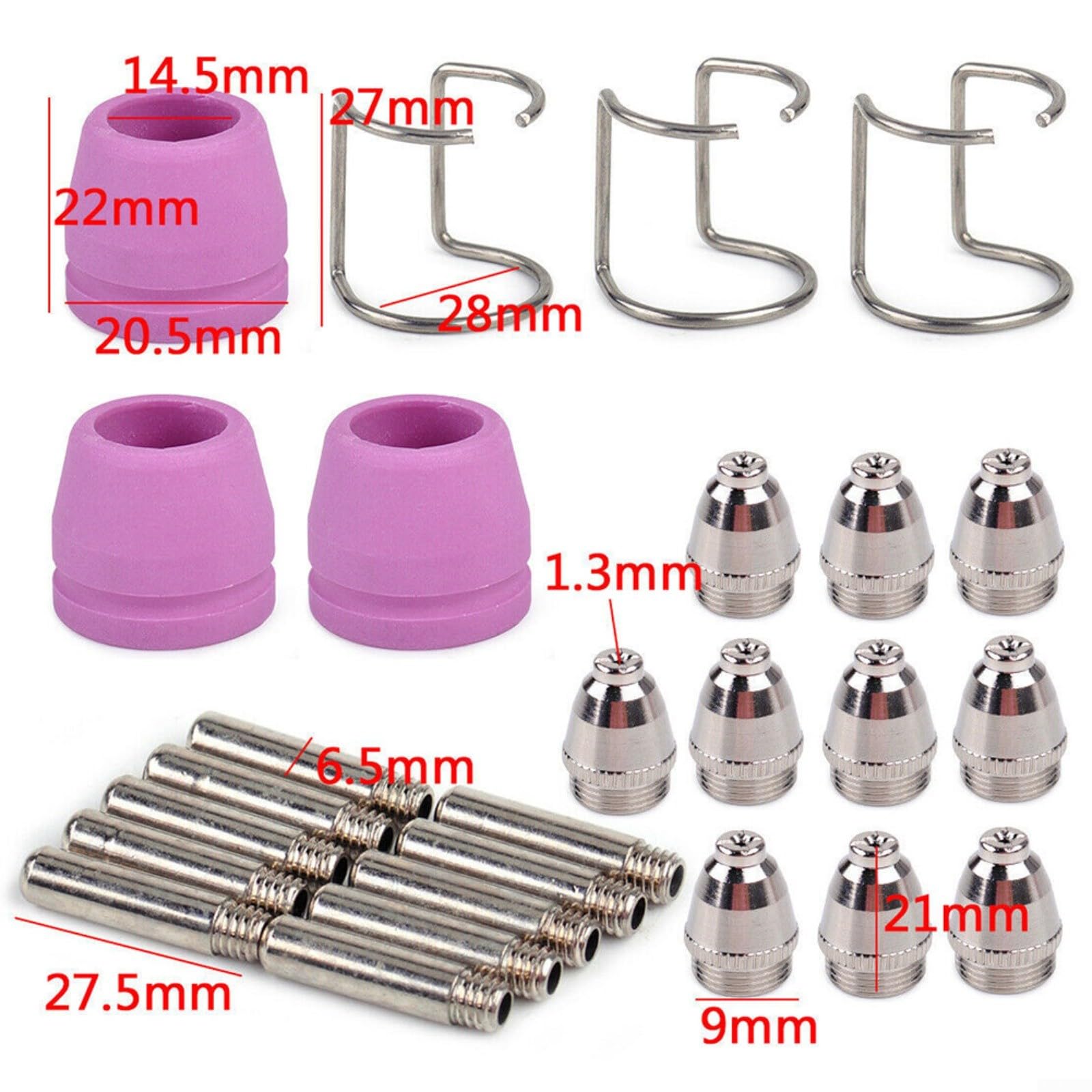 Plasmaschneidbrenner Ersatzteile Set für WSD-60 SG-55 AG-60 für cut60 LGK60, 60A Kupfer Elektroden & Düsen Verbrauchsmaterial Kit(100pcs)