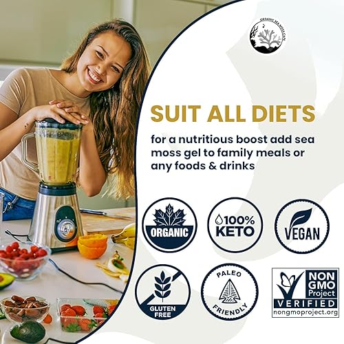 Miniatura 2 de Sea Moss Raw Orgánico  Hace 160 onzas de gel 100% artesanal salvaje  Súper alimento rico en minerales sin OMG secado al sol para energía  Refuerzo