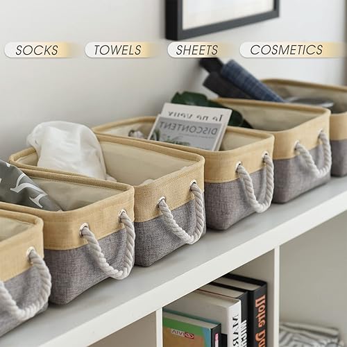 Miniatura 3 de TcaFmac Contenedores de organización y almacenamiento para estantes, paquete de 6 cestas de almacenamiento plegables de 12 x 8 x 5.2 pulgadas para