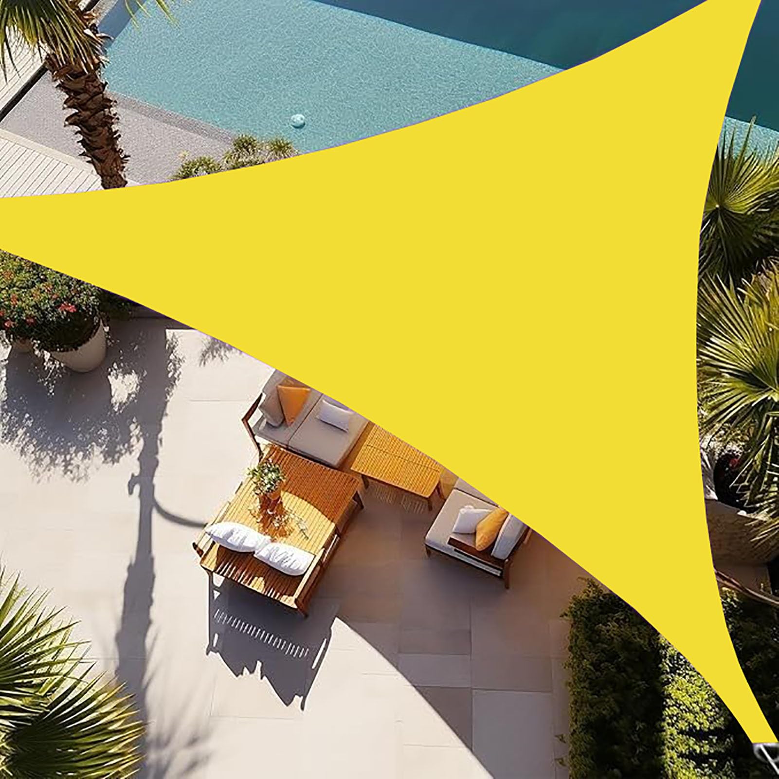 Voile d'ombrage de Triangulaire avec Corde Libre, Voile d Ombrage Imperméable Auvent Résistante Jaune Fluorescent, Voile Dombrage Bloc UV de 95%, Toile Ombrage Exterieur,B,3x3x4.3m