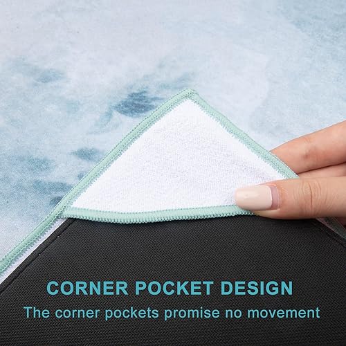 Miniatura 4 de QiyI Toalla para esterilla de yoga con bolsillos en las esquinas, toallas de yoga antideslizantes que absorben el sudor, mantas de yoga suaves con