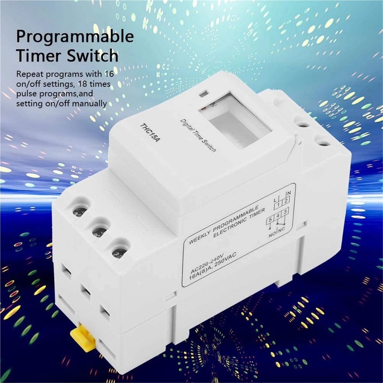 A61I THC15A cyfrowy przełącznik czasowy, programowalny, elektroniczny przełącznik czasowy, szyna DIN AC220-240 V