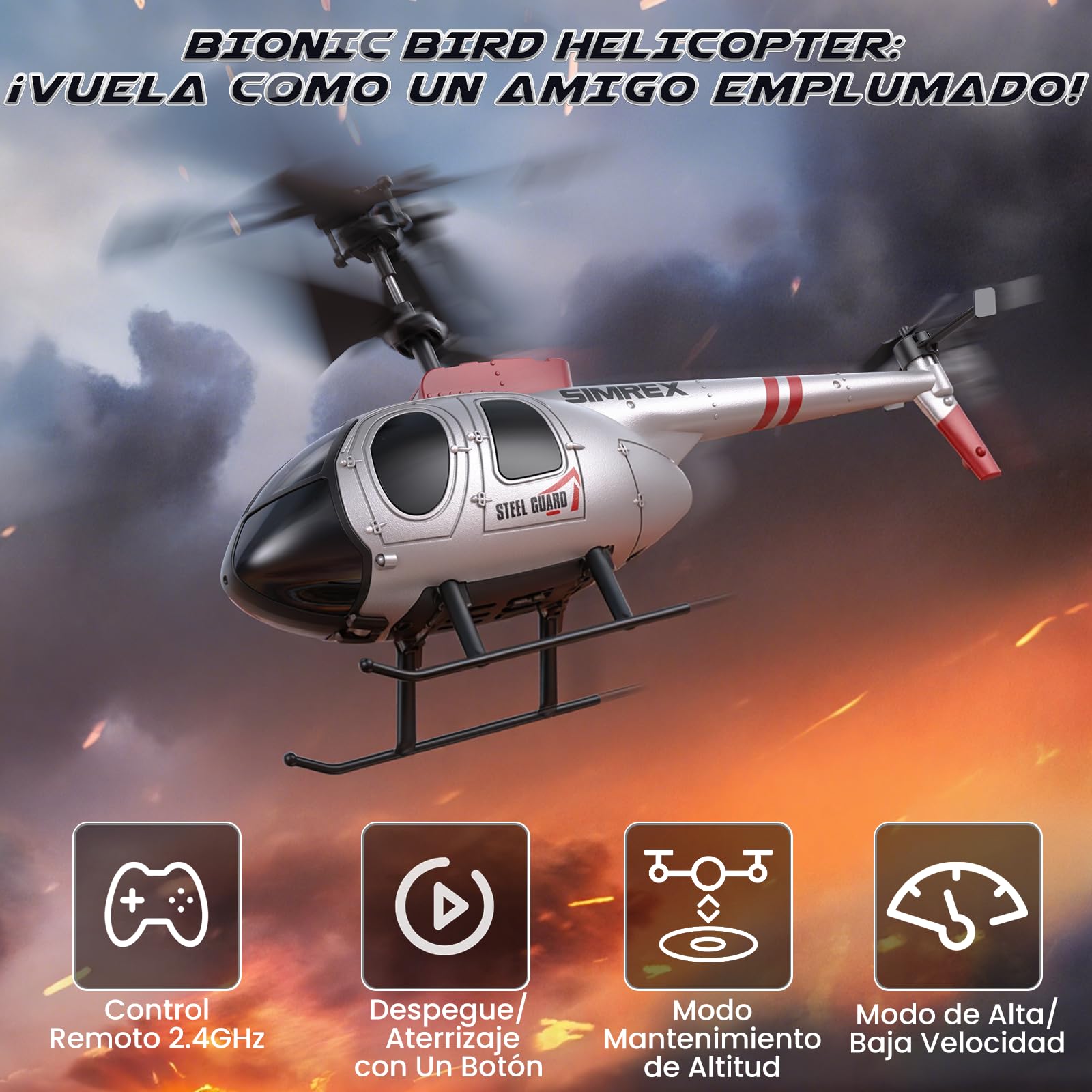 SIMREX Helicóptero, helicóptero teledirigido de 2,4 GHz, 2 modos de velocidad con 20 minutos de tiempo de vuelo, helicóptero rc, mantiene la altura de vuelo, juguete de helicóptero para niños y niñas