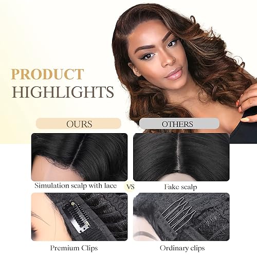 Miniatura 5 de Quantum Love Pelucas cortas y sueltas rizadas para mujeres negras, peluca sintética con raya lateral y longitud al hombro (mezcla de marrón de 16