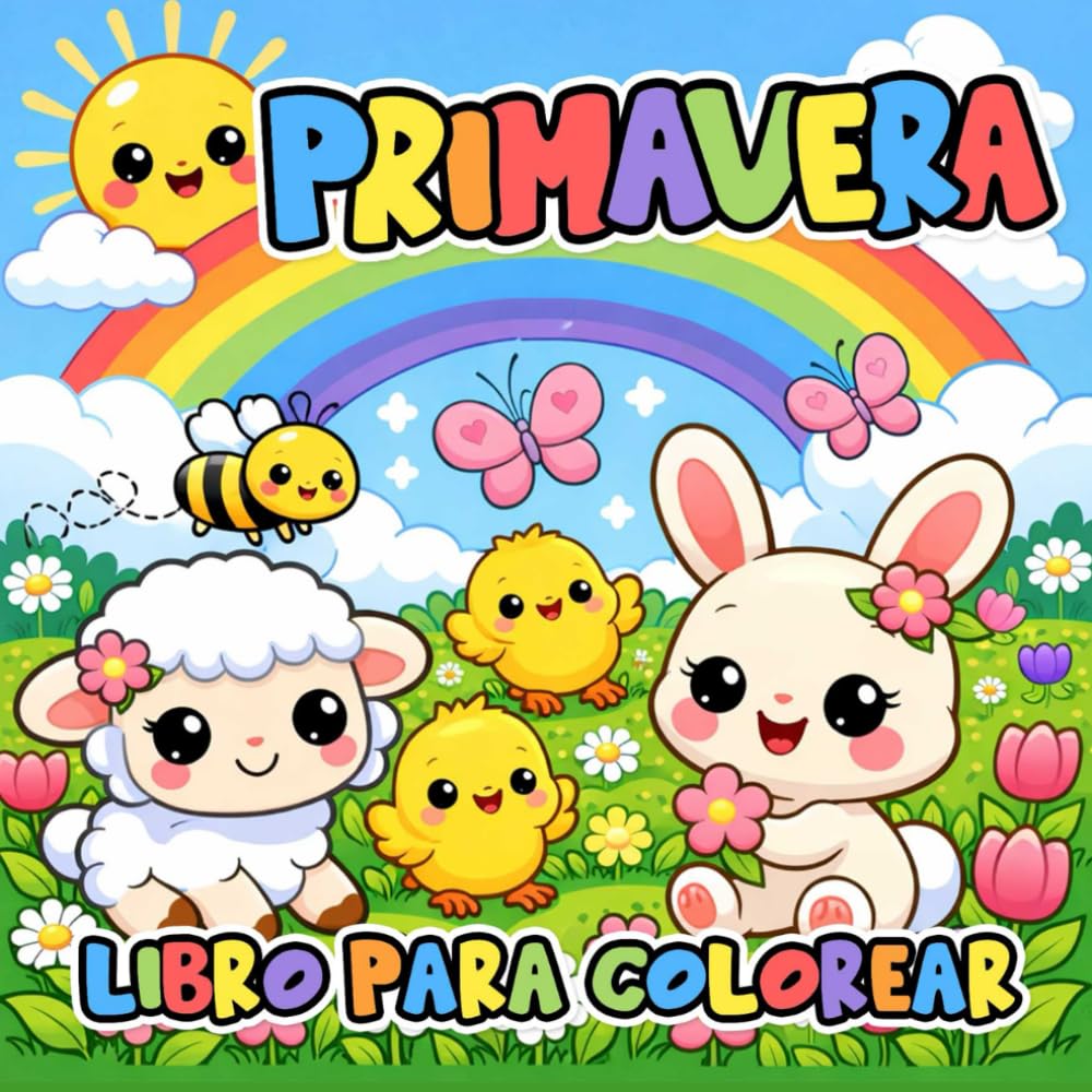 Me Encanta la Primavera: Libro para Colorear para Niños con Líneas Gruesas, Diseños Fáciles y Adorables Escenas de Primavera