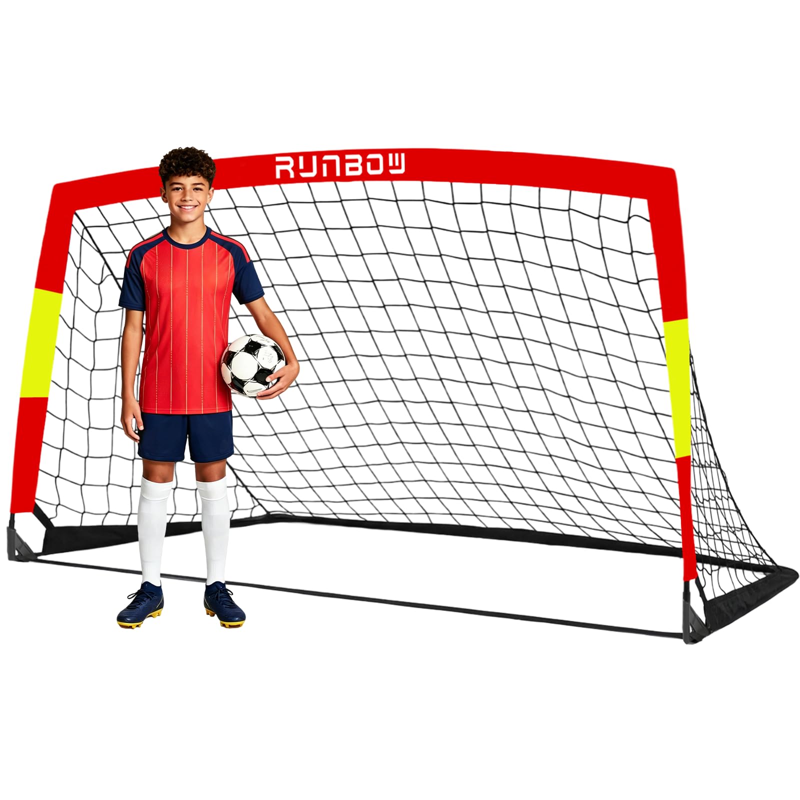 Porta da calcio per bambini per cortile, design con elementi della Coppa del Mondo, rete da calcio pieghevole portatile per bambini, con borsa per il trasporto, uso divertente per allenamento al