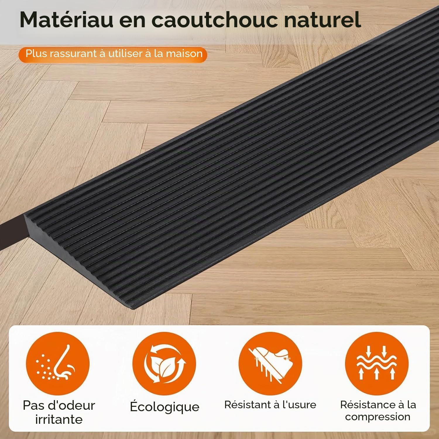 Rampe de seuil de 1,5 cm, en Caoutchouc antidérapant | pour portes, allées, salle de bain, piédestal surélevé pour fauteuils roulants, scooters, déambulateurs
