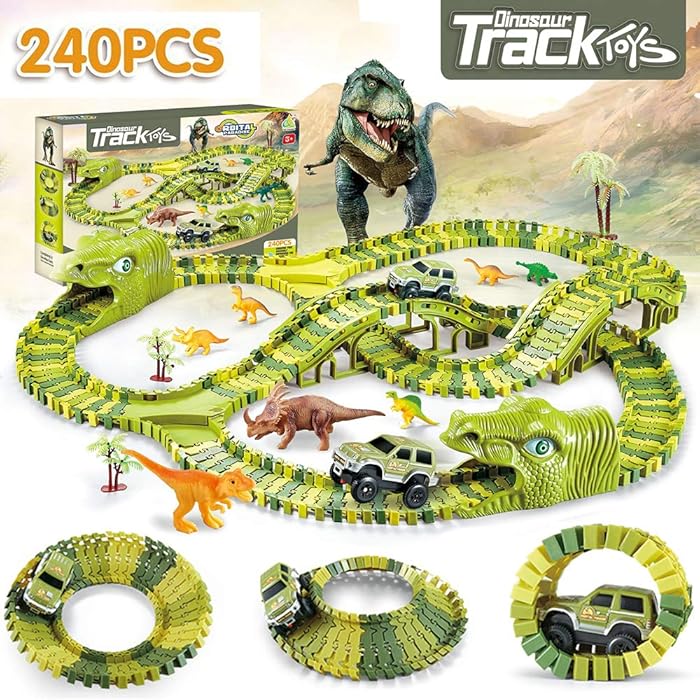 Buy EARSOON Dinosaur Race Track Car Toy Set 240 Pcs Flexible Train