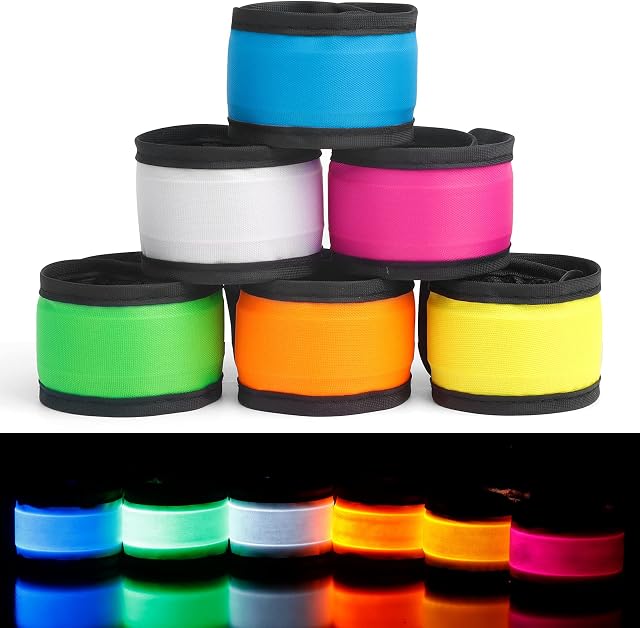 Light Up Flashing Led Bracelets Wristband Glow in The Dark Slap Stick Glowing Band For Weddings Birthdays Halloween Christmas Xmas Party Favors Supplies Kids Adults Boys Girls(6 Colors)