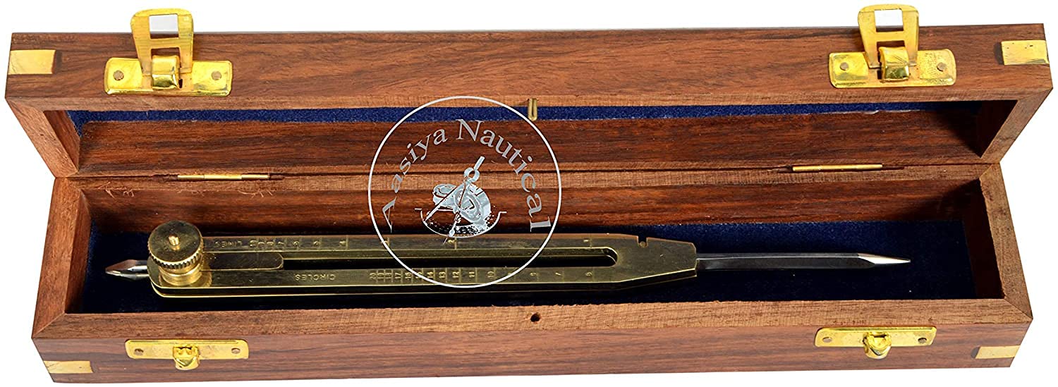 Divisore proporzionale in ottone massiccio 22,9 cm per artisti con punta in acciaio e scatola di legno