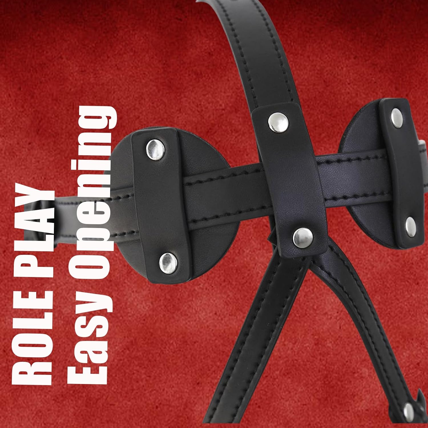 Ball Gag with Silicone Open Mouth Gags Adjustable Pu Wrap Head Harness BDSM Open Bondage Gags & Muzzles Submissive Self Cosplay and Events Penis Sex Gag Fetish Toy Bondage Gear Accessories