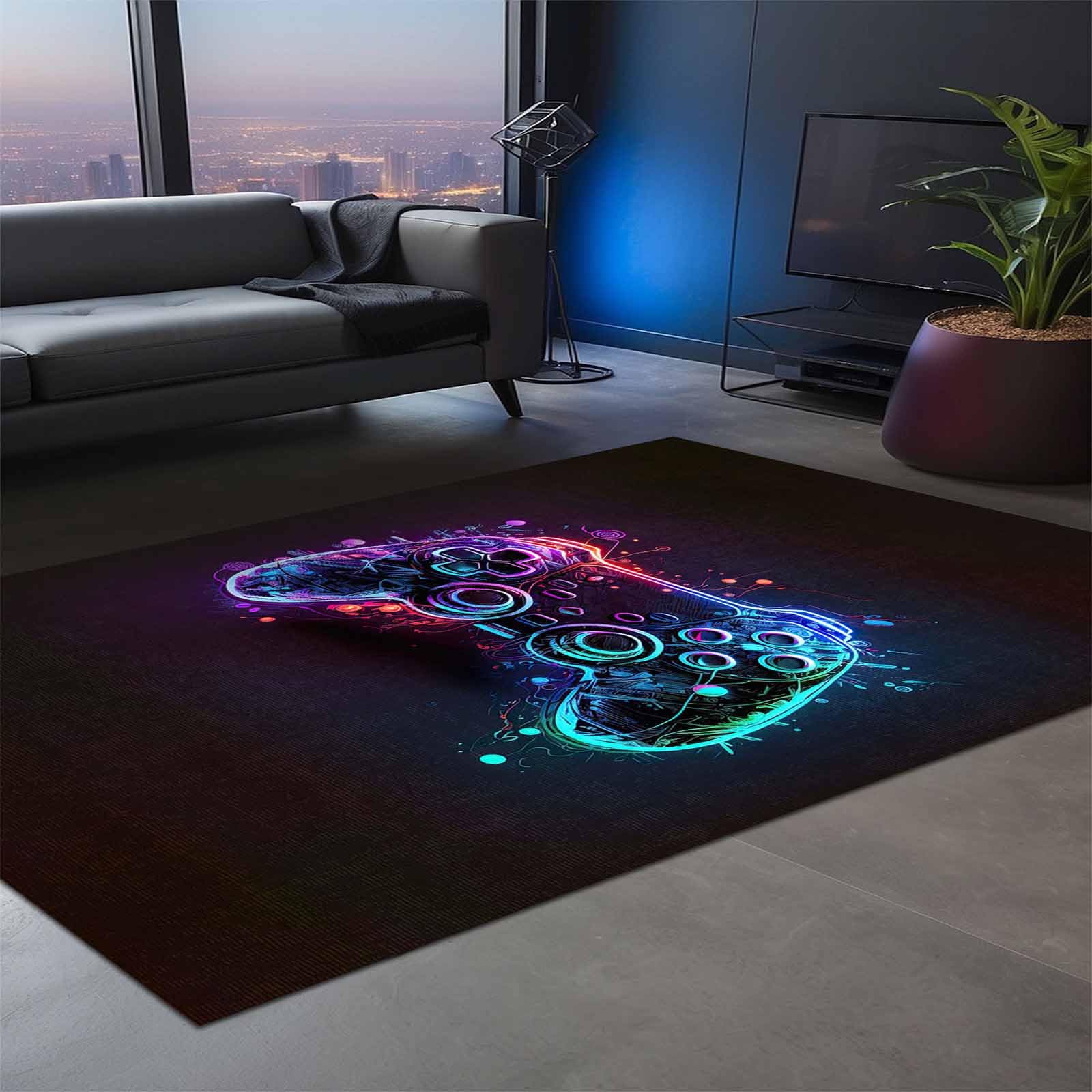 bamyum Funspot Printed Carpet Chenille Print Machine Made 80 x 150 cm, Machine Washable Carpet Living Room, Gaming Carpet Bedroom, Antibacterial Anti-Slip Underlay Kitchen Carpet