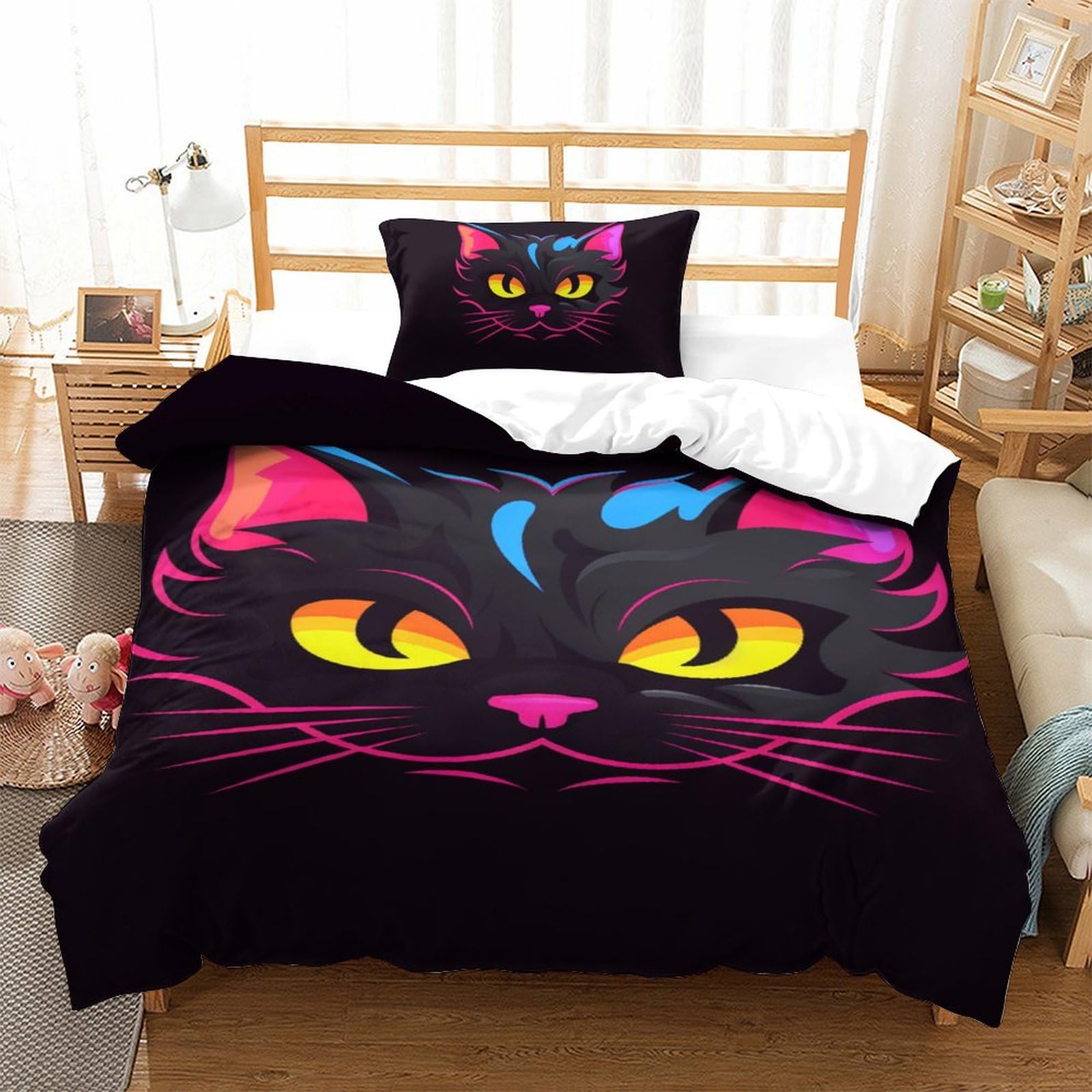 Parure de lit microfibre Motif 3D Le Chatons housse de couette 135x200