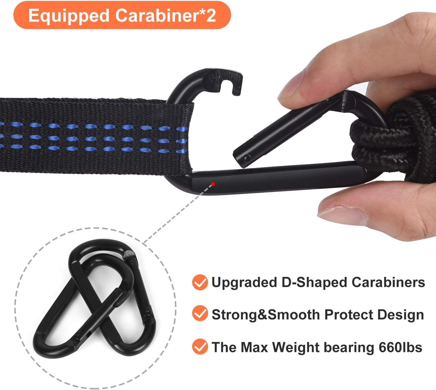 SANSUNTEK Hammock-Camping Hammock for Outdoors Travel Backpacking,Camping Gear-Double Hammock with Tree Straps(18+1 Loops)&Carabiners,Nylon Portable Hammock,2 Person Hammock for Tree & Hiking Gear