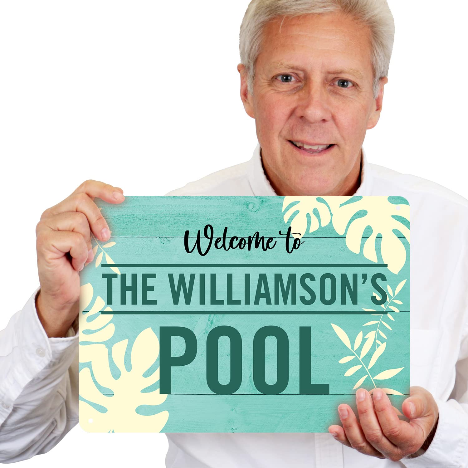 SmartSign Custom Welcome To The Pool Sign, Personalized Pool Sign, 40 mil Rustproof Aluminum with Clear Overcoat, Patio/Pool Decor