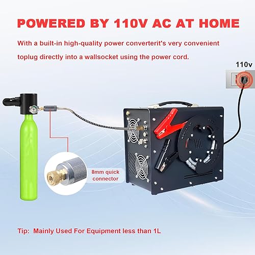 Miniatura 4 de NDCYJG Pcp Air Compressor,Built-in ConverterWater-Oil Filter,Auto Stop,OilWater Free,Unique Vertical+Wire Spool Portable Design,Powered by Car 12V