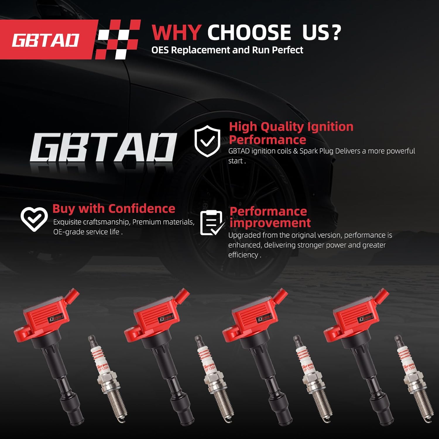 4PCS Upgraded Ignition Coil Pack and Iridium Spark Plug Compatible with 2016-2021 Hyundai Elantra Kona Sonata Hybrid V-eloster Kia Forte Optima Hybrid Soul 2.0L L4 Replaces UF816 93175