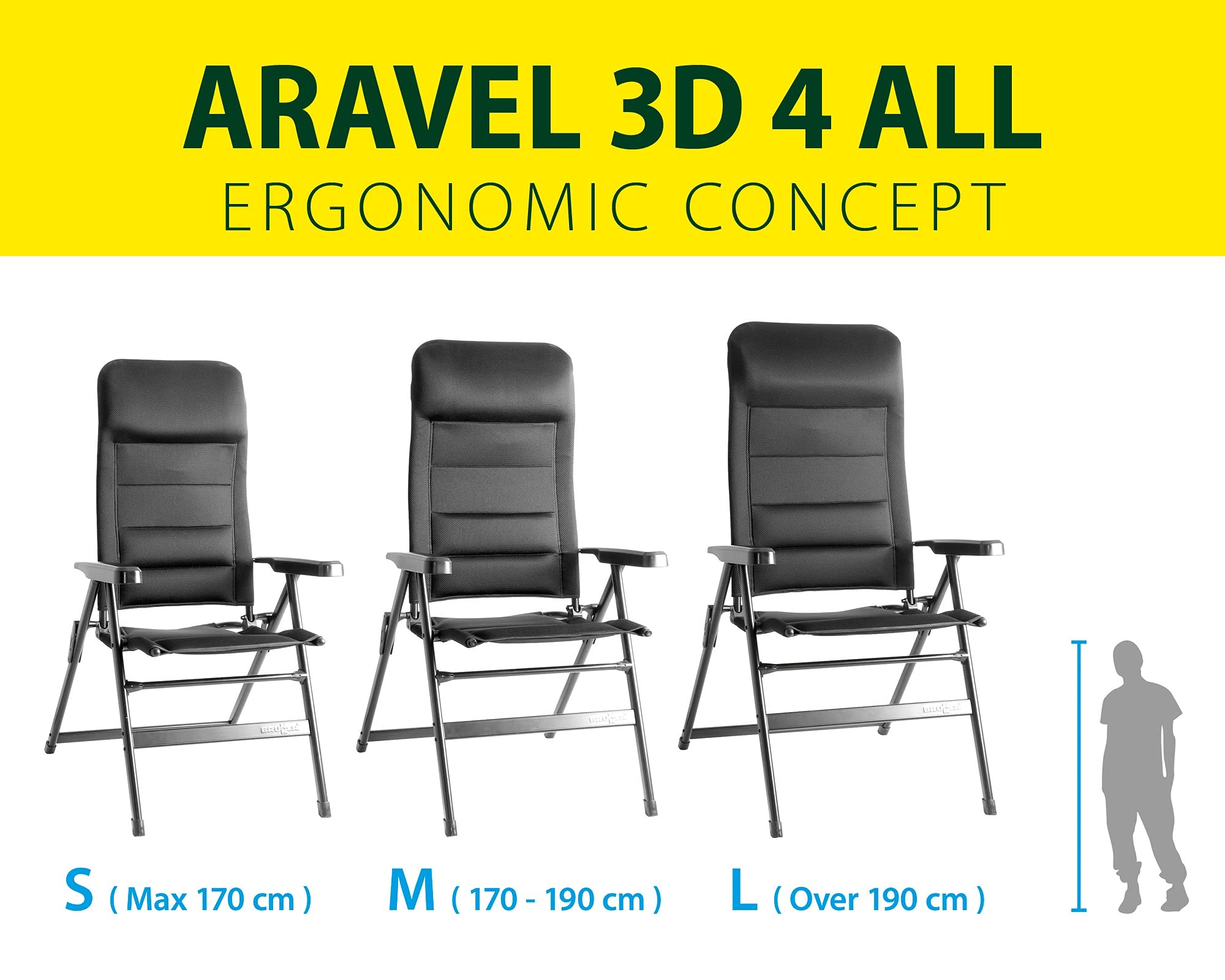 Brunner Aravel 3D Ergonomiczne krzesło kempingowe, L, Czarny