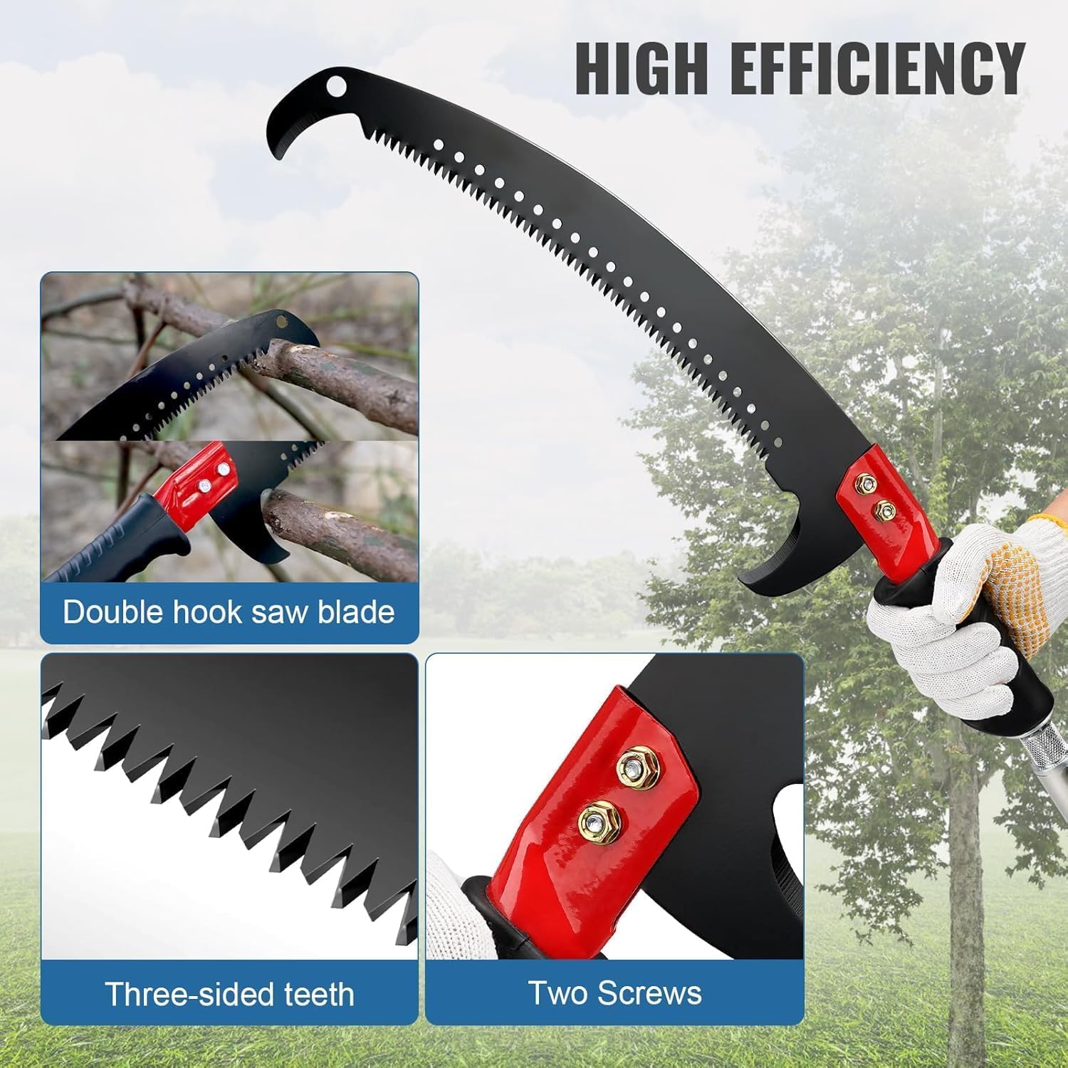 Pole Saw Blade 17-Inch, 65Mn Steel Tree Pruner Replacement Blade Triple-Cut Teeth Compatible with Manual Pole Saw, Suitable for Multi-Purpose Handheld Pruning Saw image 2