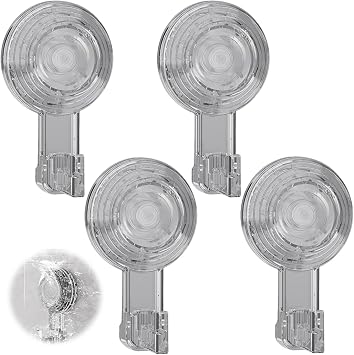 PUSKIU Suction Cup Hooks, 2025 Removable Vacuum Suction Cup Hooks Clear Suction Cup Hanger Waterproof Powerful Vacuum Suction Hanger Heavy Duty Suction Shower Hook for Kitchen Bathroom Clear, 4pcs