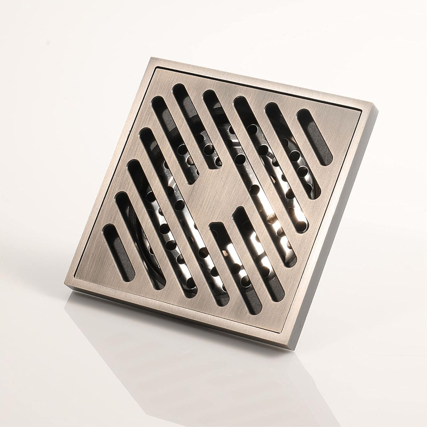 Cubierta de desagüe de Ducha de latón, desagüe de Piso de Ducha de Gran caudal, Desodorante Cuadrado de 4 Pulgadas, desagüe de desechos de Ducha con Cubierta extraíble, Acero Inoxidable Cromado
