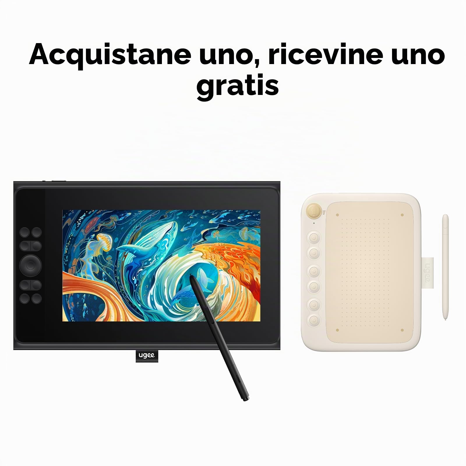 ugee tavoletta grafica con schermo UE12 PLUS 11,9 pollici,147% sRGB Ultra-Wide Color Gamut ideale per l'ufficio domestico e l'apprendimento online, nero