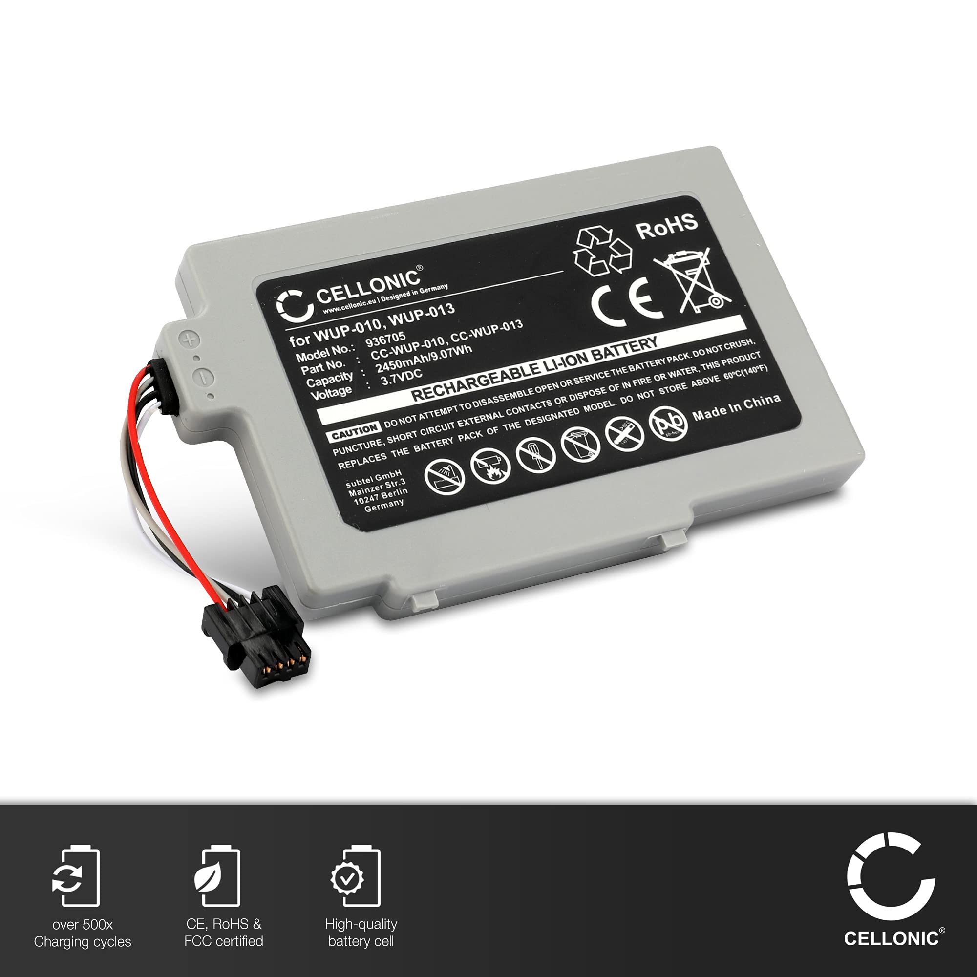 CELLONIC 1x Batería para Videoconsola Compatible con Nintendo Wii U Gamepad, WUP-010 - (2450mAh, 3.7V)