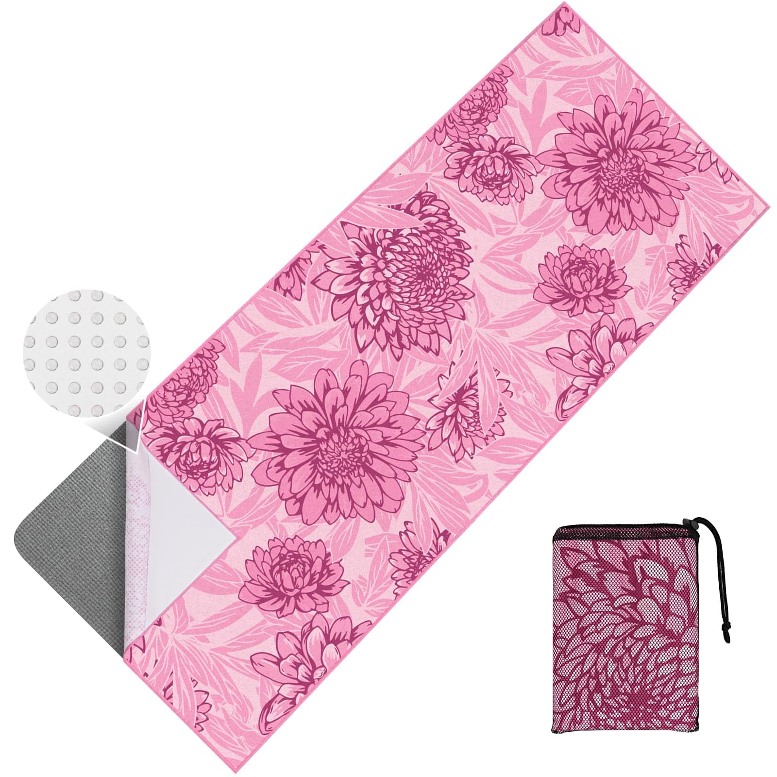 Jooeer Yoga Towel for Hot Yoga Microfiber Mat Towel with Corner Pockets