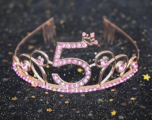 Miniatura 2 de Banda de satén rosa y tiara de cristal - Kit de fiesta de princesa de 5º cumpleaños