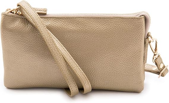 Amazon Rickers お財布ショルダー レディース お財布ポシェット 本革 3way 長財布 軽量 斜めがけ ミニバッグ ポシェット ゴールド Rickers 斜めかけバッグ