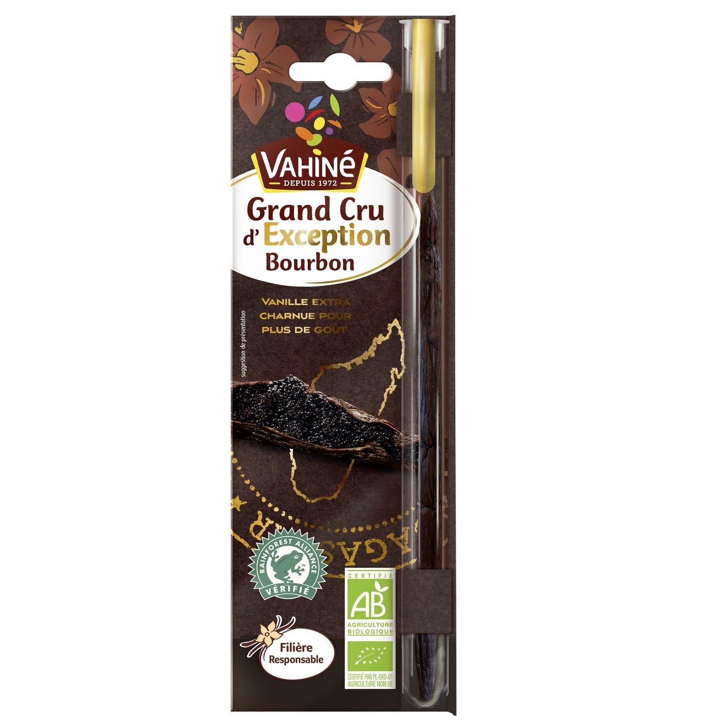 VAHINE Gousse de Vanille Bourbon Grand Cru d'Exception Bio - Vanille extra charnue de Madagascar, filière responsable, 1 gousse - Lot de 3