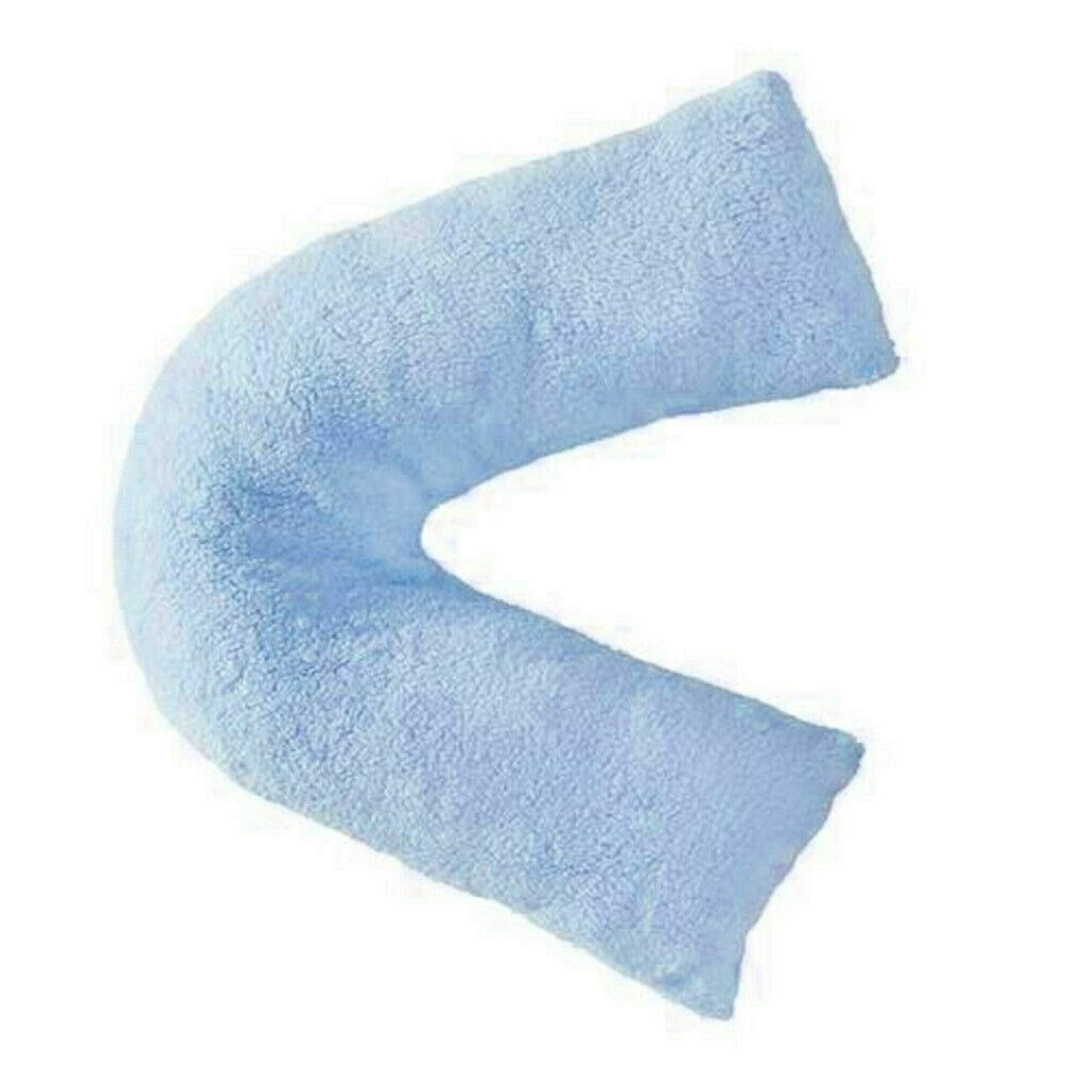 Nightzone Teddy V Pillow Blue Teddy V Shaped Complete Pillow Or Case For Support Maternity, Neck, Back, Soft Warm Plush Cosy Fleece Cover (, Case Only)
