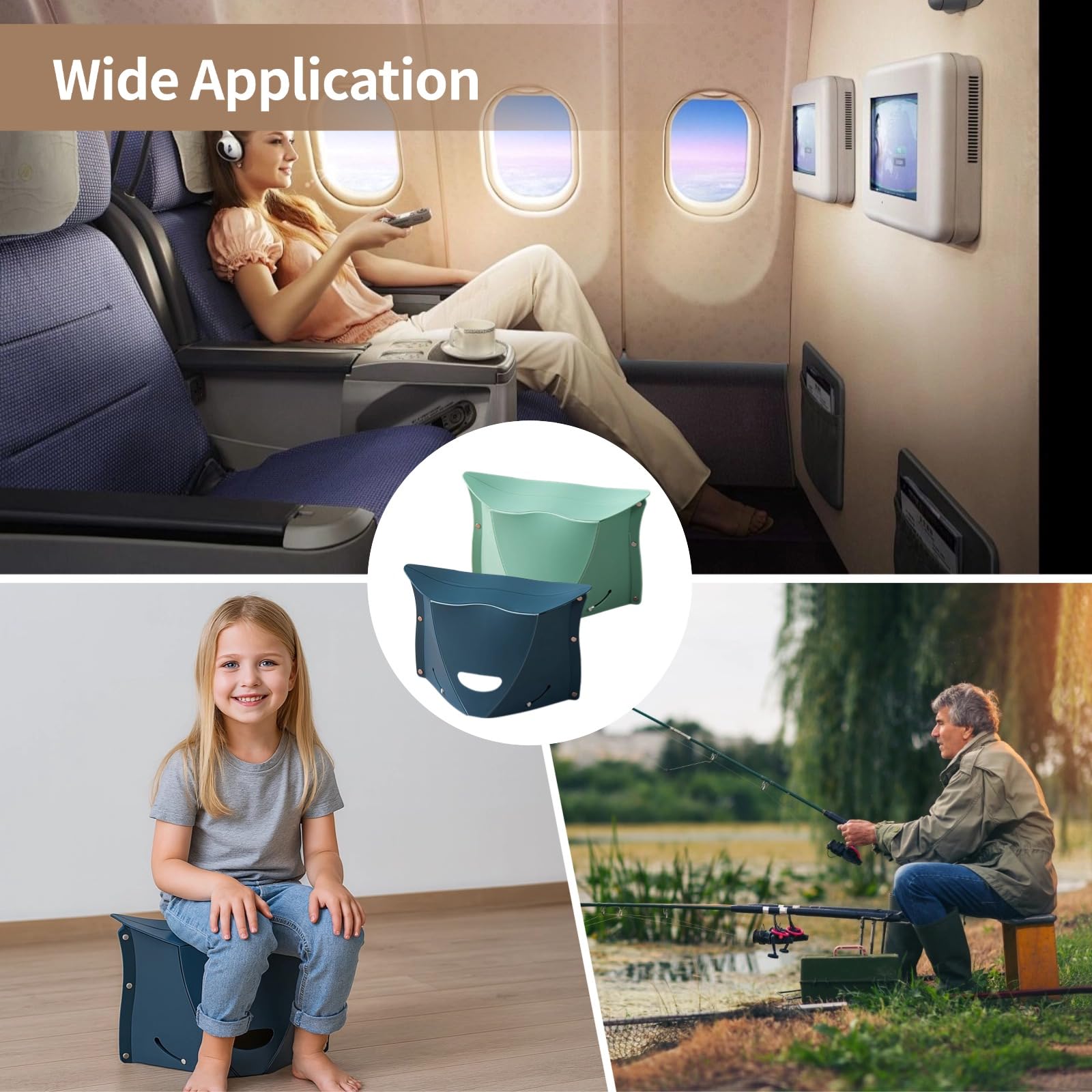 2 poggiapiedi pieghevoli per viaggi, sgabello portatile in plastica, poggiapiedi ergonomico per treno e viaggi su strada, sgabello da viaggio compatto, accessorio da campeggio all'aperto