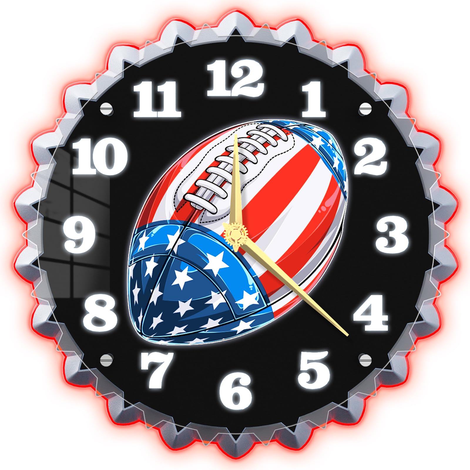 Horloge murale néon vintage capsule bouteille bière et drapeau américain 3D