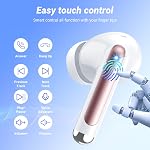 Wireless Earbuds, Bluetooth 5.4 Headphones, 50H Playback Deep Bass Stereo Ear Buds with LED Power Display Charging Case, IPX7 Waterproof in-Ear Earbuds for Smart Phone Laptop Computer Sports Rosa Gold
