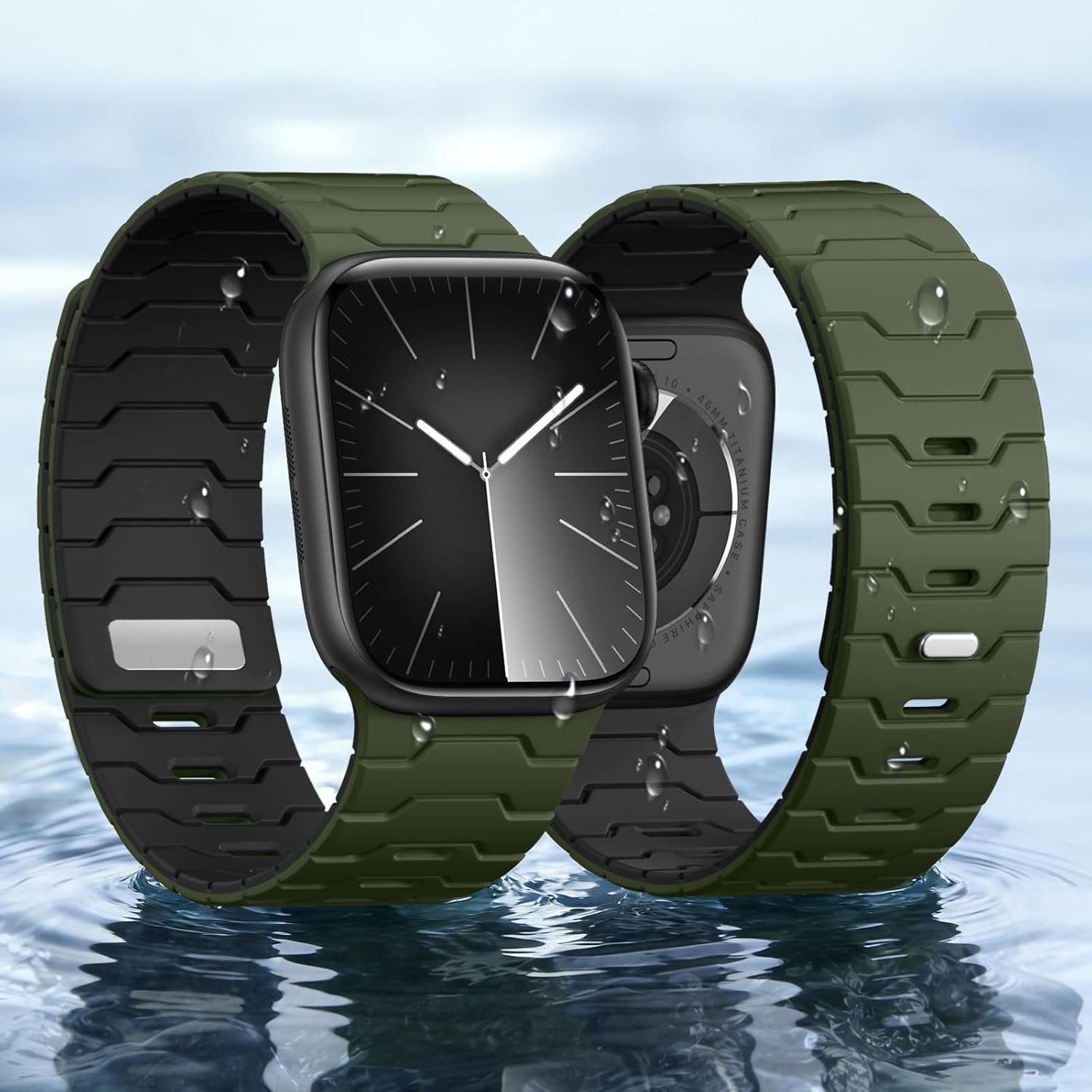 DaQin Sport Magnetic Band Compatible with Apple Watch Bands Men 44mm 45mm 46mm 42mm 49mm, Waterproof Silicone Strong Magnet Replacement Strap for iWatch Ultra 3 2 1 Series 11 10 9 8 7 6 5 4 3 2 1 SE