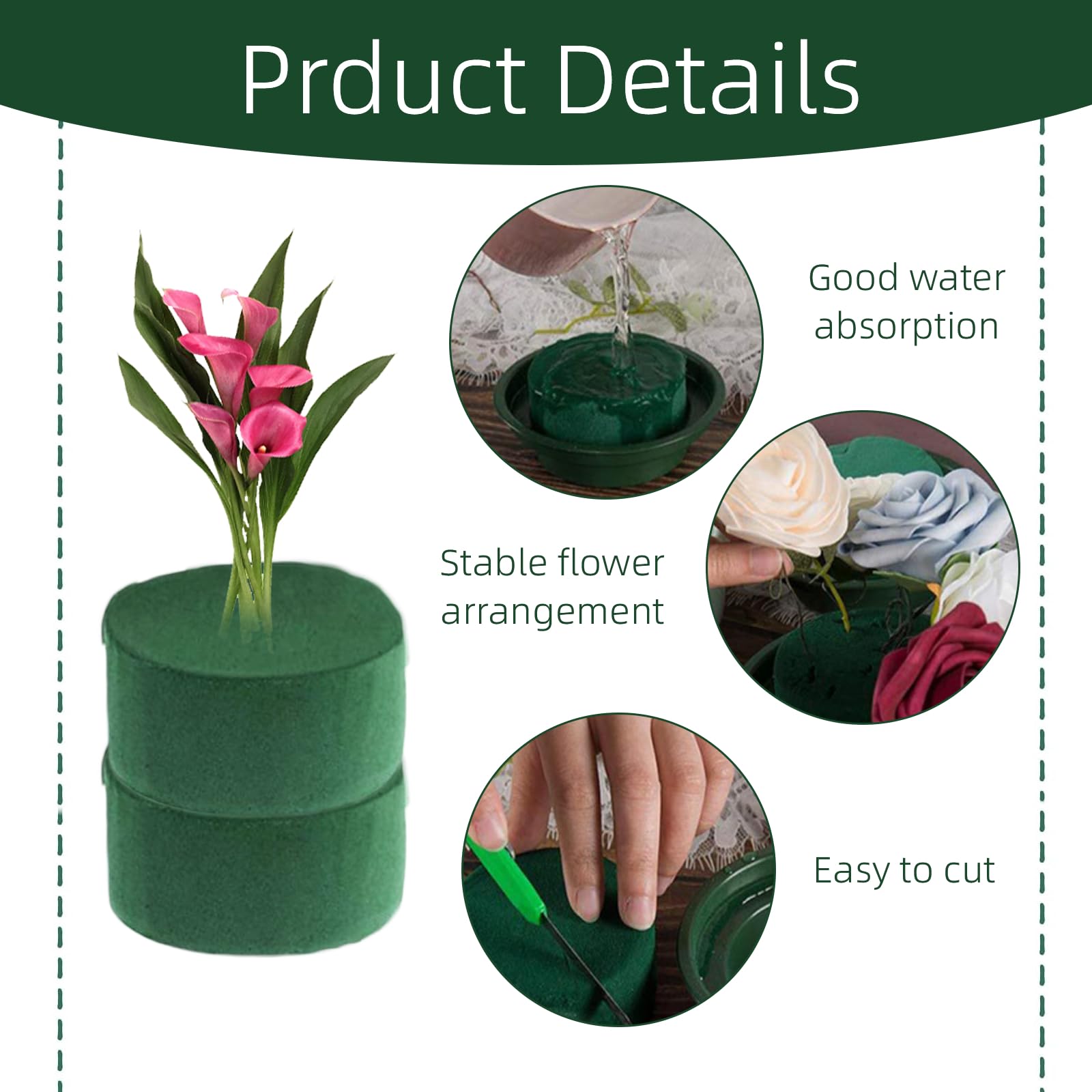 TAOLE Bloemenschuim rond schikken oase, 10 stuks bloemist schuimblok met voor kunstbloemen arrangement baksteen kit natte spons voor bloemen