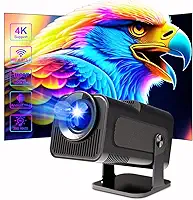 Projetor Mini 4K Portátil Smart Android HD Wifi Bluetooth LED 1080p Full TV 110V/220V com HDMI 12,000 Lumens Led com 4D/4P e Auto de Correccao, 180° Giratorio, Zoom Eletronico