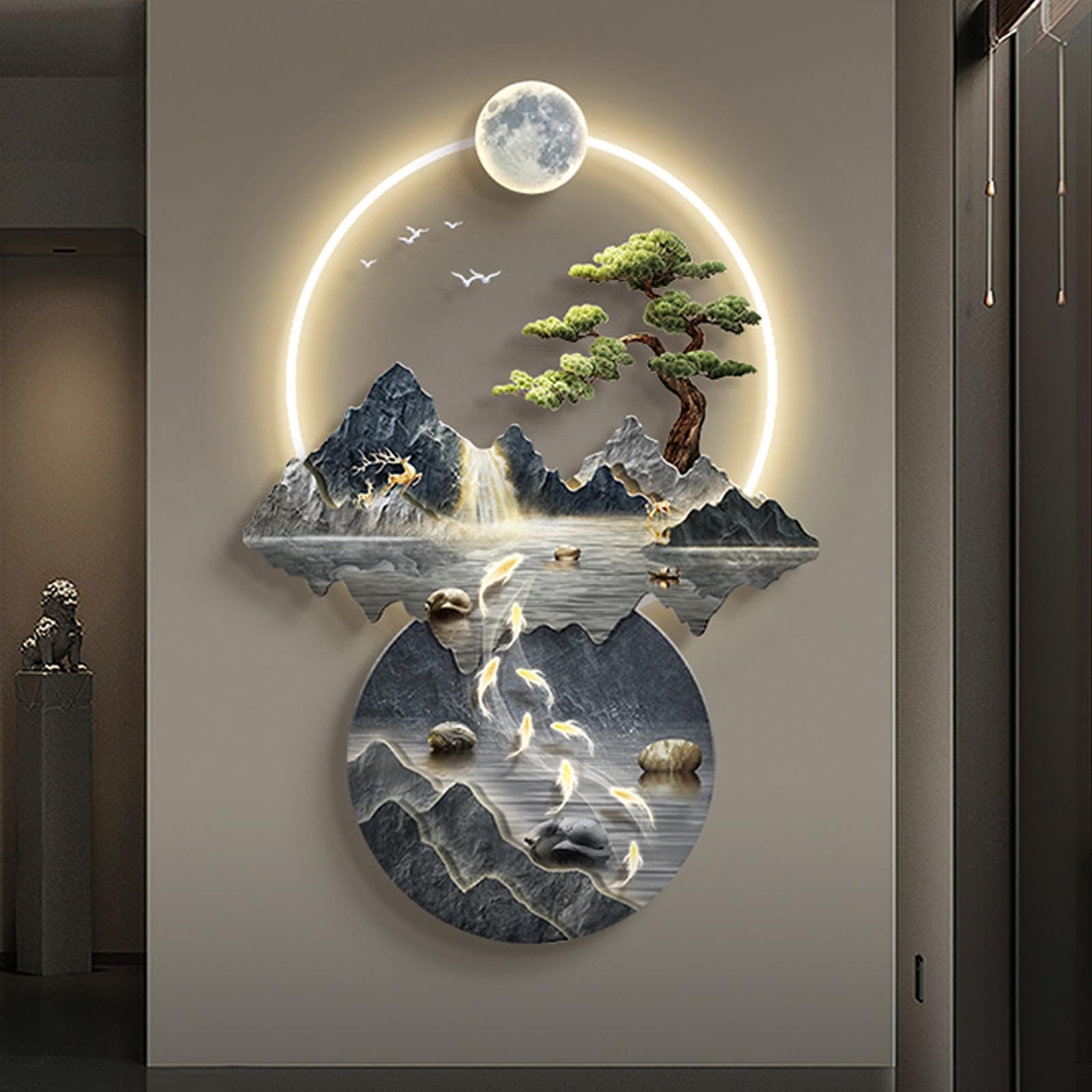 WNYAILLL Arte de Pared LED, Pintura Cuadros Decorativos Colgante 3D, Pintura Decorativa Artesanal, Ideal Para Dormitorio, Comedor Y Oficina En Casa, diseño sin Marco(Blue B,60 * 90CM/23.6 * 35.4in)