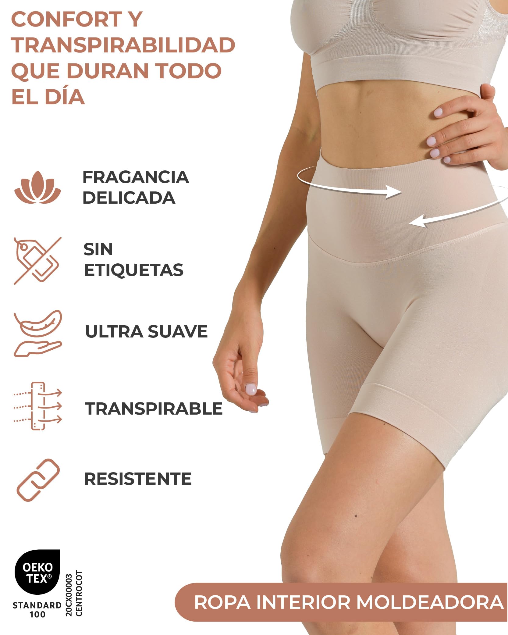 Risalti Braga Faja Reductora Mujer Short Push Up - Bragas Fajas Levanta Gluteos, Pantalon Moldeador Mujer Invisible, Leggings Corto en Microfibra Sin Costuras, Shapewear Vientre Plano