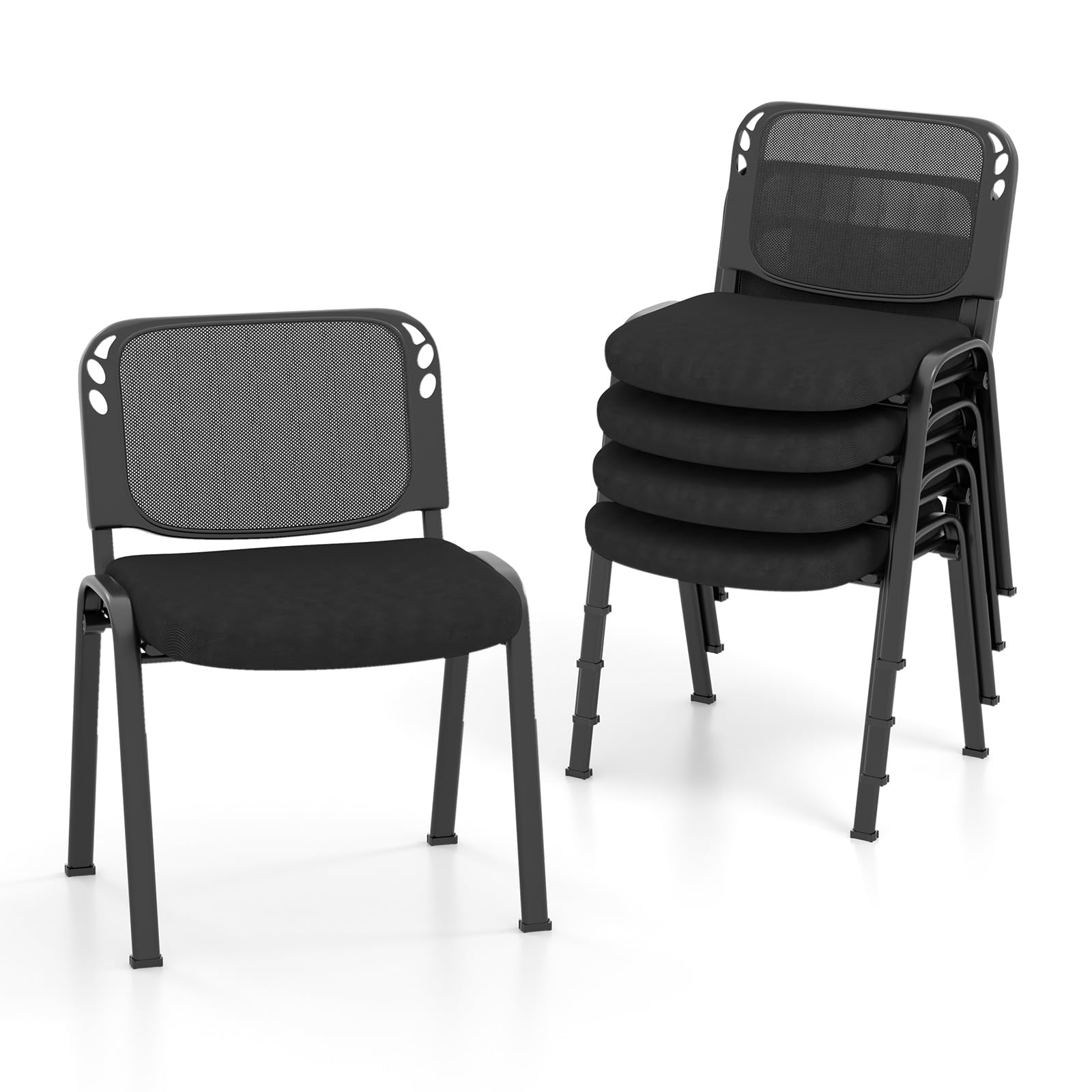 GOFLAME Stackable Mesh & Fabric Conference Chairs Set of 5, Office Reception Guest Chairs for Waiting Room, School, Church, Lobby