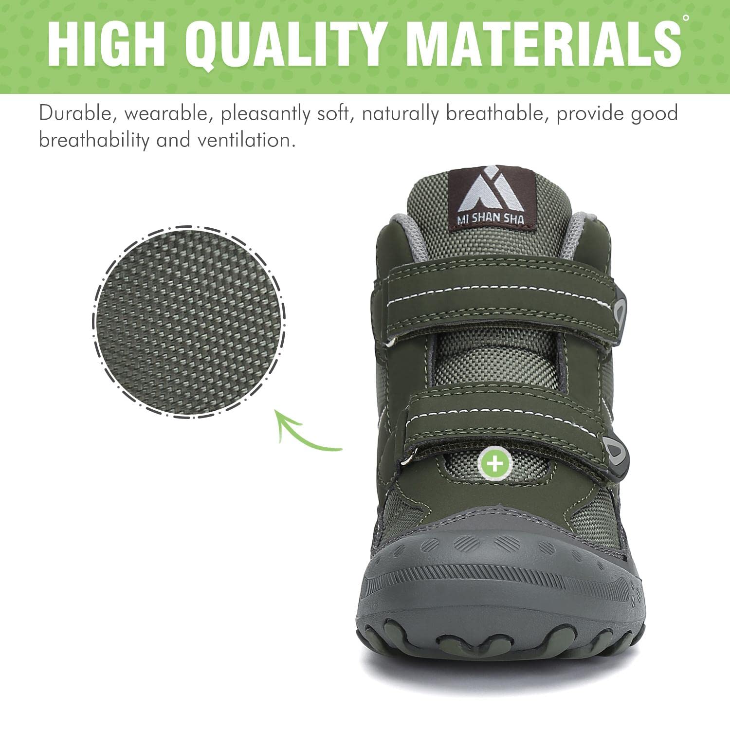 Mishansha Botas de Senderismo Niño Niña Zapatos de Trekking Antideslizante Ligero Zapatillas de Montaña Cómodos Exterior, 028 Verde, 30 EU