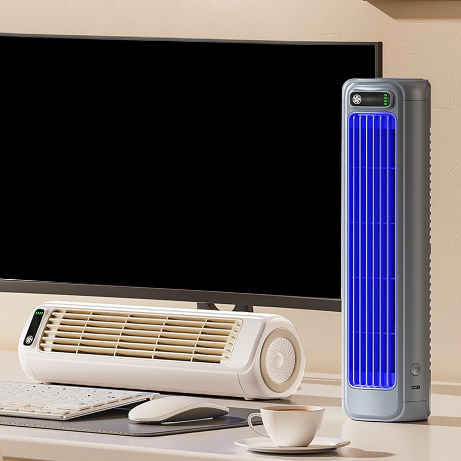 Cooling Ace Portable Air conditioner, Personal Air Cooler with 3 Speeds & LEDTouch Screen, USB Charging AirConditioner for Bedroom Office Home (Beige)
