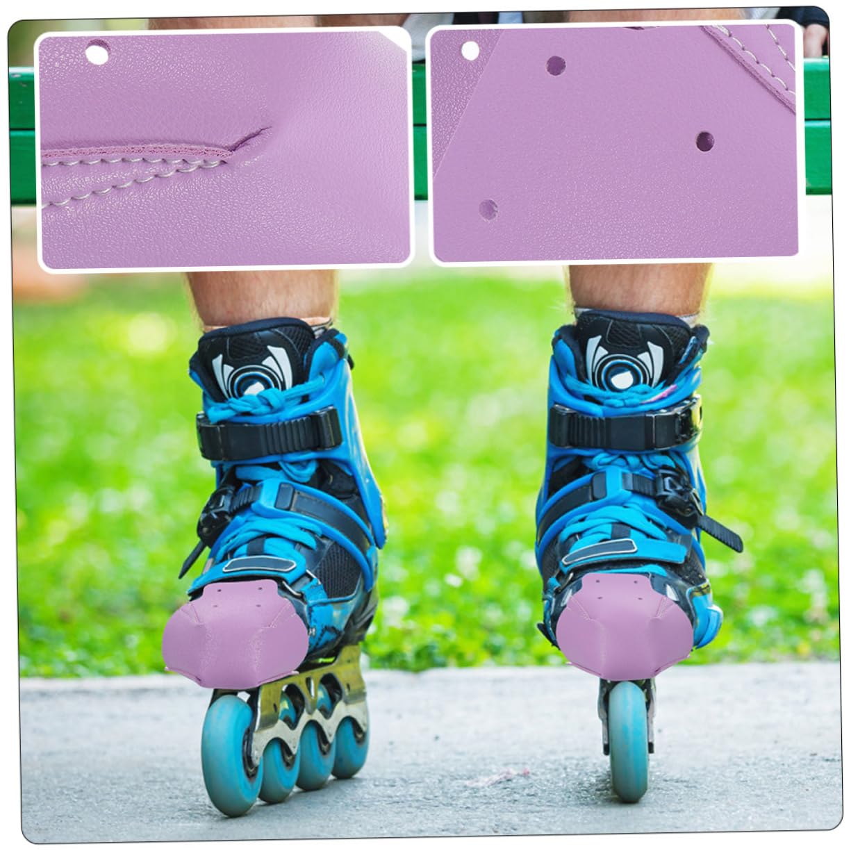 HEMOTON 4 Sätze Skate-Stiefel Zehe Schlittschuh-stiefelüberzüge Kappen Pads Schutzausrüstung Zum Skaten Schutzausrüstung Für Rollschuhlaufen Leder Violett 2 Paare * 4