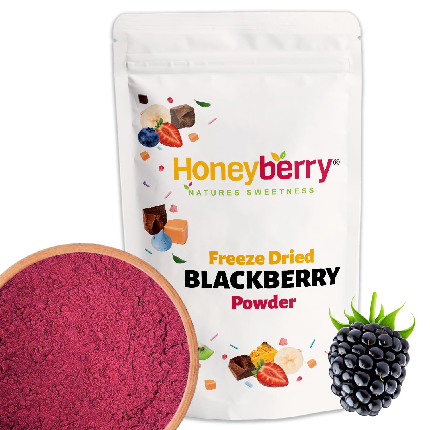 Freeze Dried Blackberry Powder 100g – 100% Natural and Finely Ground Blackberries – Vibrant Berry Powder for Baking, Desserts, Smoothies, Cocktails & Cake Decorations – Pure Dehydrated Fruits