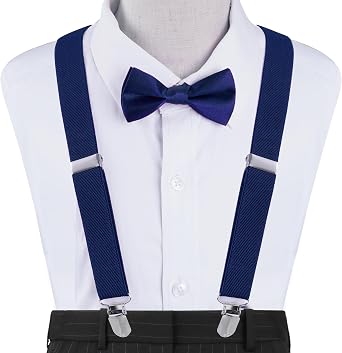 Kids Suspenders Bow Tie Sets Classic Solid Color Toddler Suspenders for Kids Wedding Party