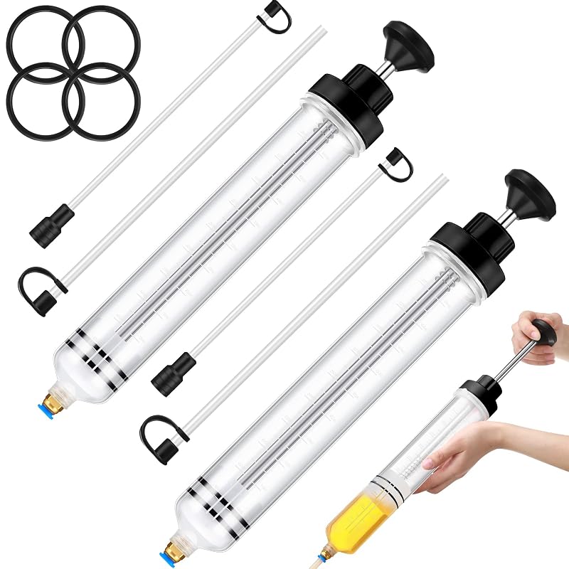 Kit com 2 Extratores Manuais de Fluidos Lothee 500 mL com Mangueiras de Extensão para Óleo, Combustível e Fluidos Automotivos OE0580