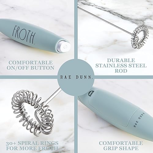 Miniatura 3 de Rae Dunn Espumador de leche - Mezclador de bebidas eléctrico de mano, espumador de leche eléctrico de mano, espumador de café, batidora de mano,