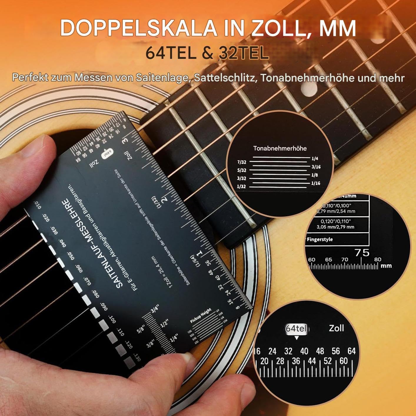 Przyrząd Do Pomiaru Strun Gitary Akcesoria do Regulacji Basów | Precyzyjny Przyrząd Pomiarowy Do Konserwacji W Domu Dla Lutników Instrumentów Elektrycznych I Basowej Podróży